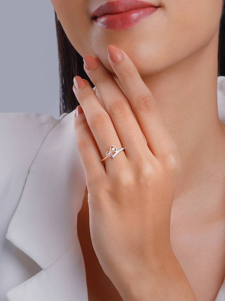 18K Rose Gold Connected Diamond Ring : GDLR0417