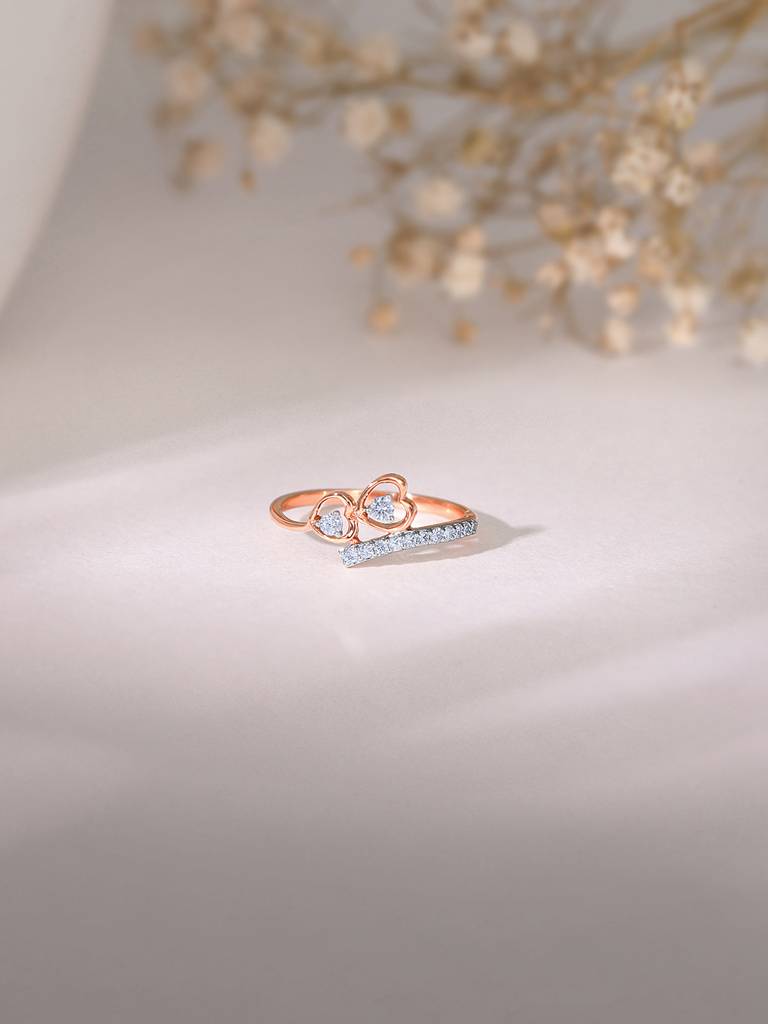 18K Rose Gold Connected Diamond Ring : GDLR0417