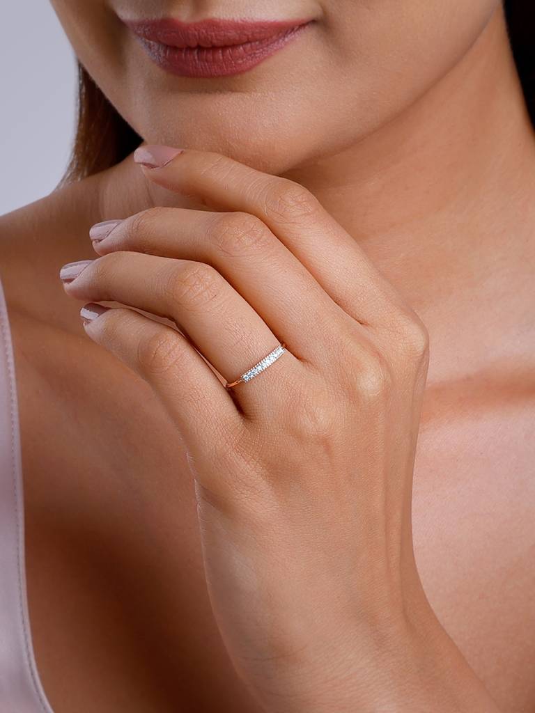 18K Rose Gold Stria Diamond Ring : GDLR0418