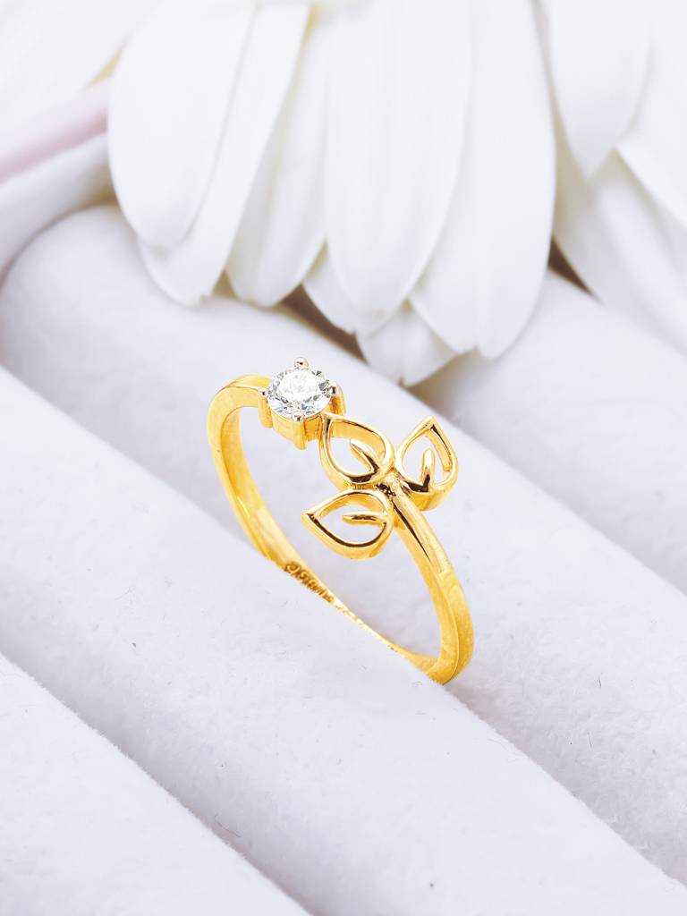 Giva 14K Yellow Gold Floral Soliatire Diamond Ring Indian - 12  Us - 6 Gifts For Women & Girls : GDLR042