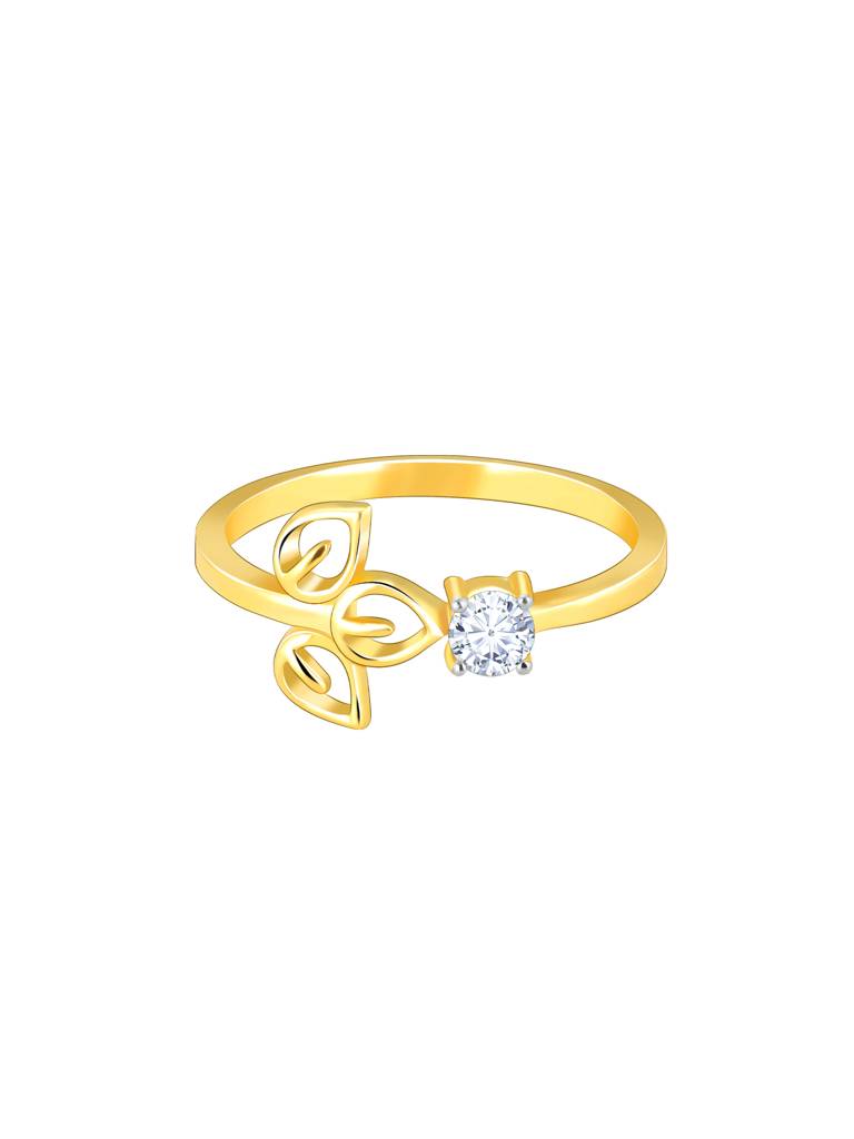 Giva 14K Yellow Gold Floral Soliatire Diamond Ring Indian - 12  Us - 6 Gifts For Women & Girls : GDLR042