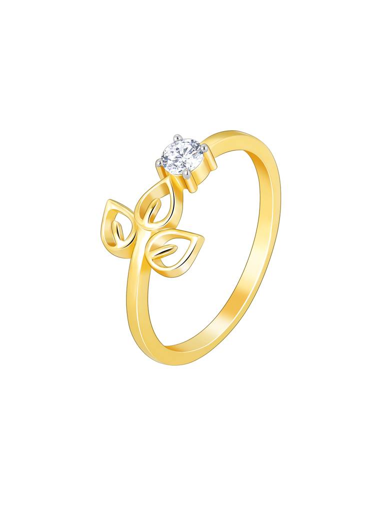 Giva 14K Yellow Gold Floral Soliatire Diamond Ring Indian - 12  Us - 6 Gifts For Women & Girls : GDLR042