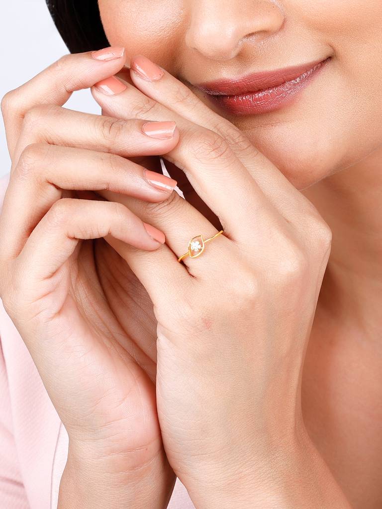Giva 14K Yellow Gold Lovely Flower In Bloom Diamond Ring Indian - 12  Us - 6 Gifts For Women & Girls : GDLR047