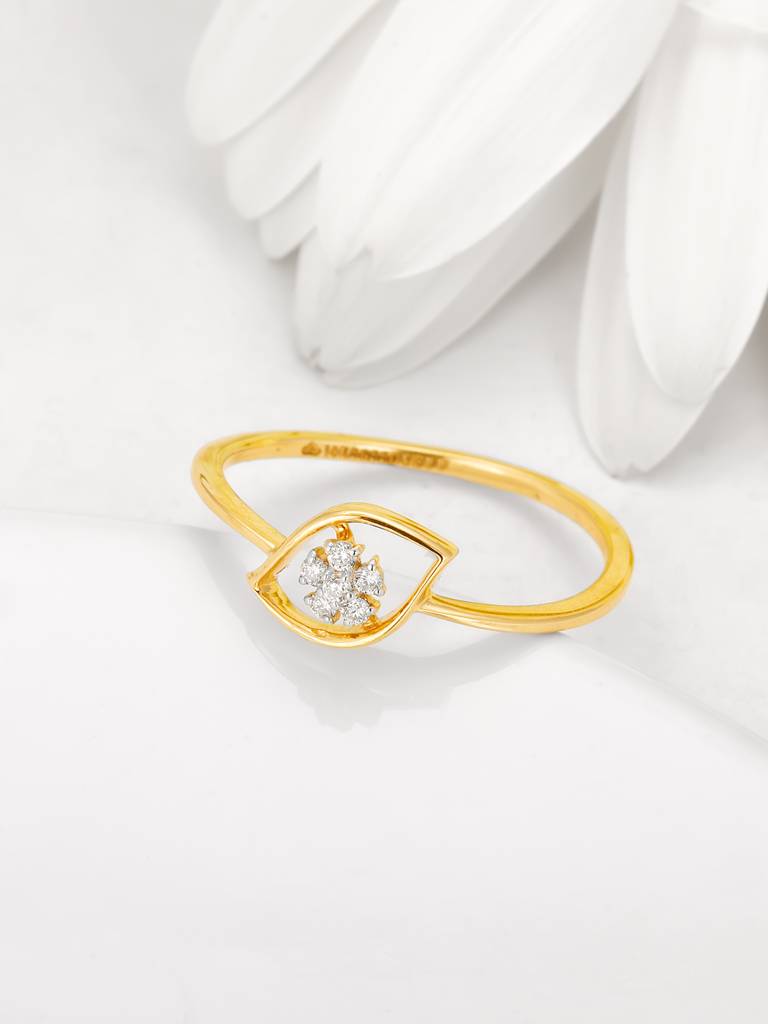 Giva 14K Yellow Gold Lovely Flower In Bloom Diamond Ring Indian - 12  Us - 6 Gifts For Women & Girls : GDLR047