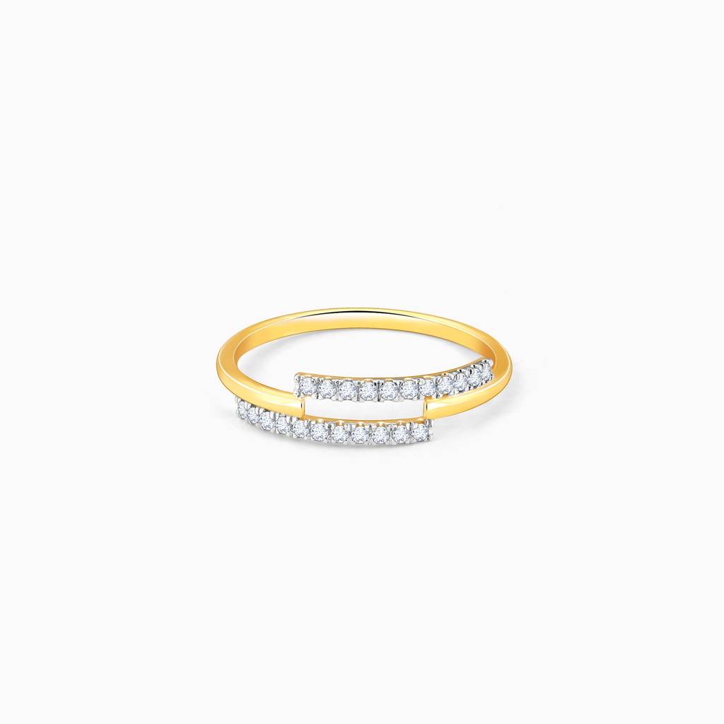 18K Gold And Diamond Double Line Ring : GDLR0496