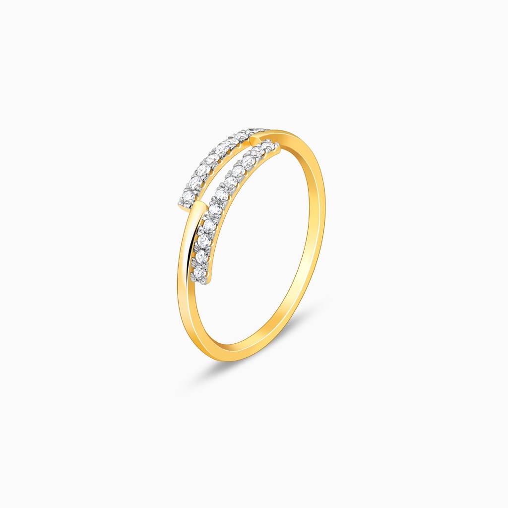 18K Gold And Diamond Double Line Ring : GDLR0496