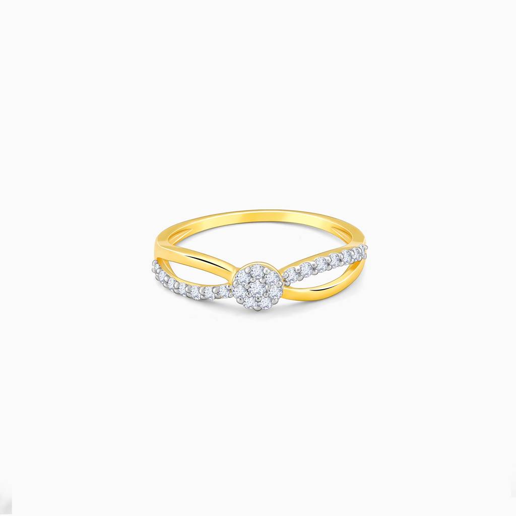 18K Gold And Diamond Wavy Ring : GDLR0498