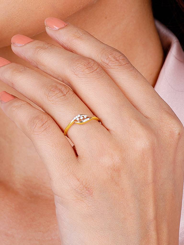 Giva 14K Yellow Gold Unique Beauty Diamond Ring Indian - 12  Us - 6 Gifts For Women & Girls : GDLR049
