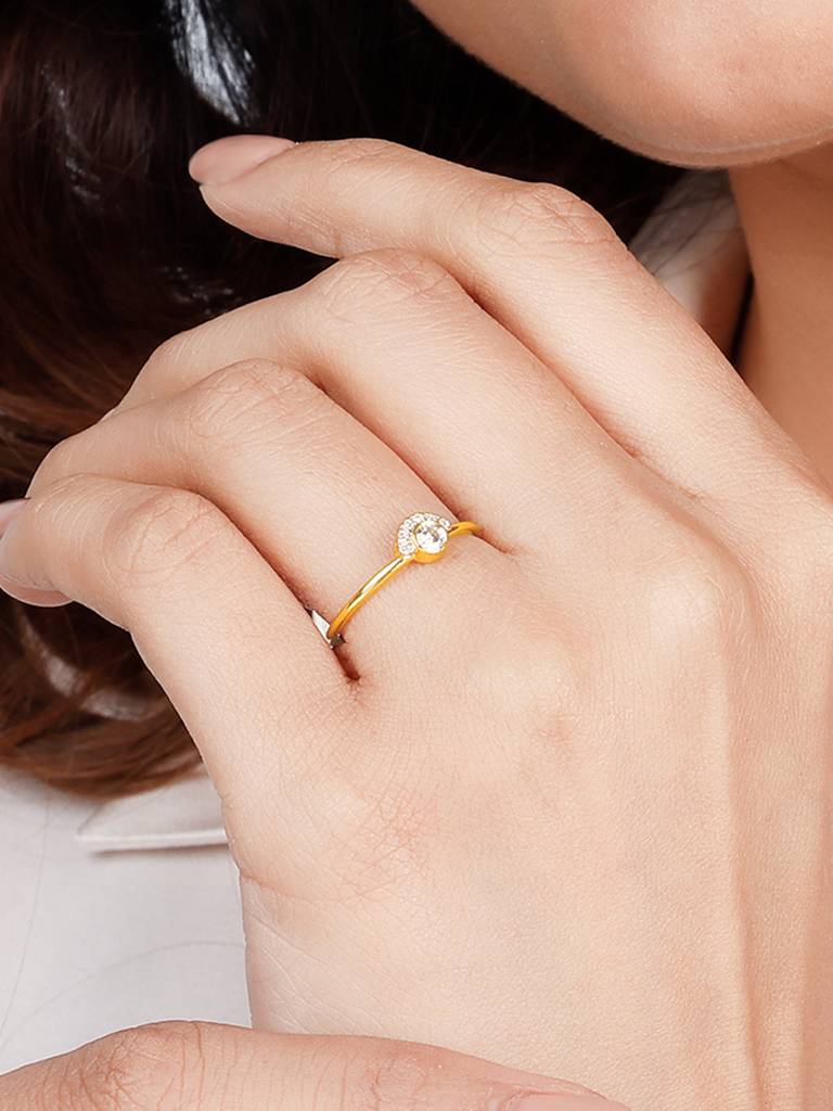Giva 18K Yellow Gold Dazzling Sunrise Diamond Ring : GDLR057