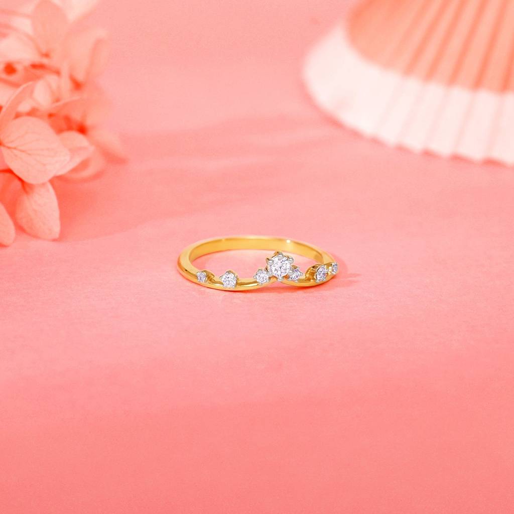 Gold Floral Tiara Diamond Ring : GDLR0645