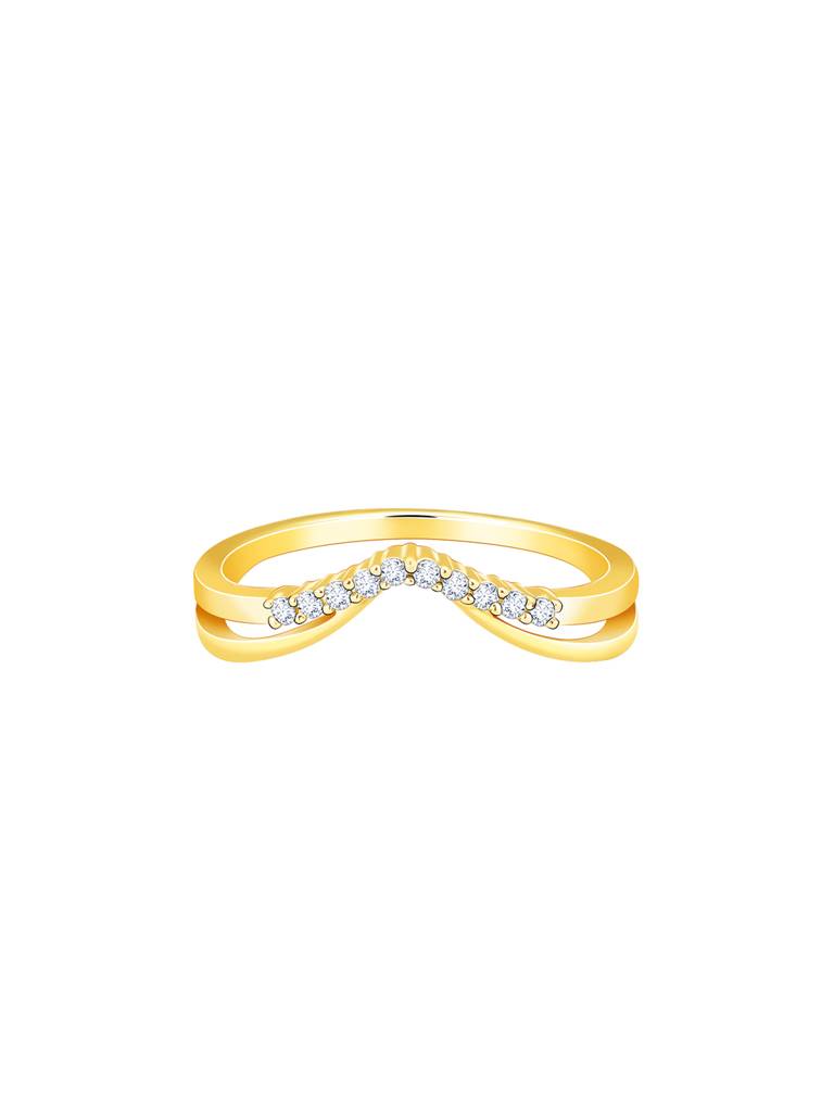 14K Yellow Gold Soft Wave Diamond Ring : GDLR074