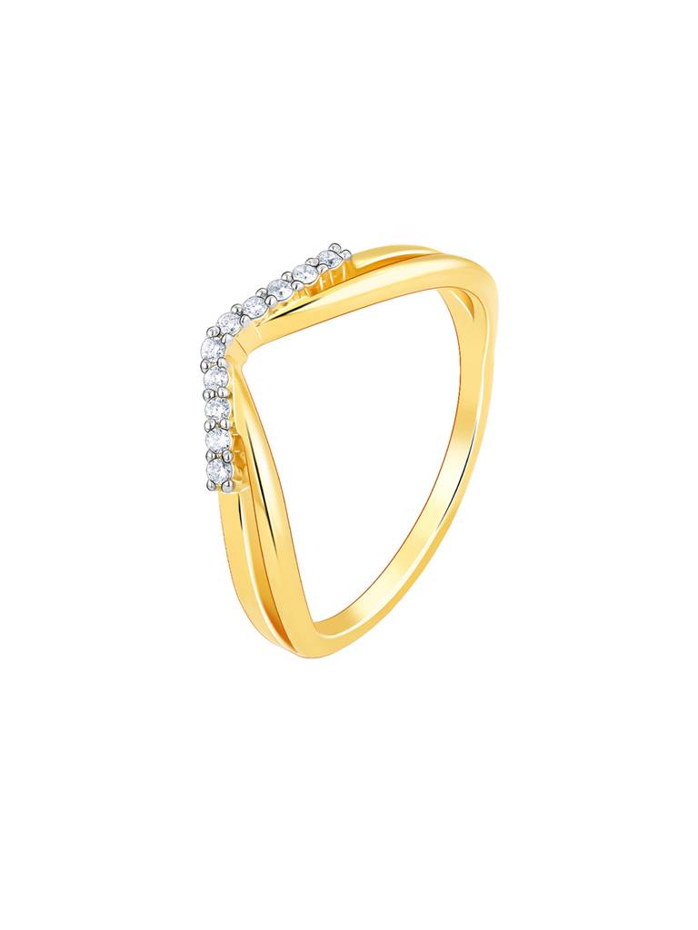 14K Yellow Gold Soft Wave Diamond Ring : GDLR074