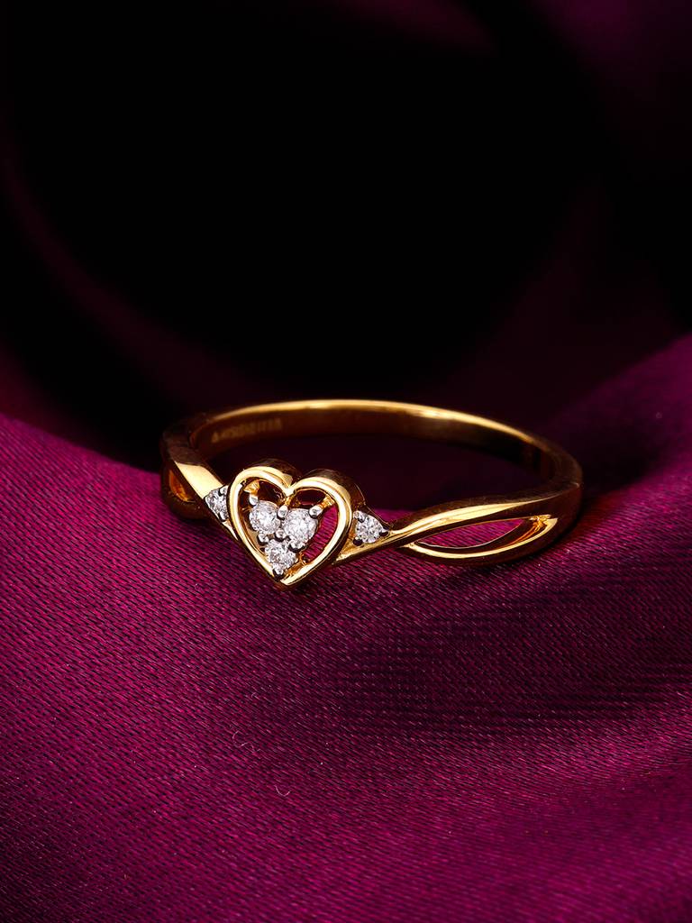 14K Yellow Gold Warm Heart Diamond Ring : GDLR075