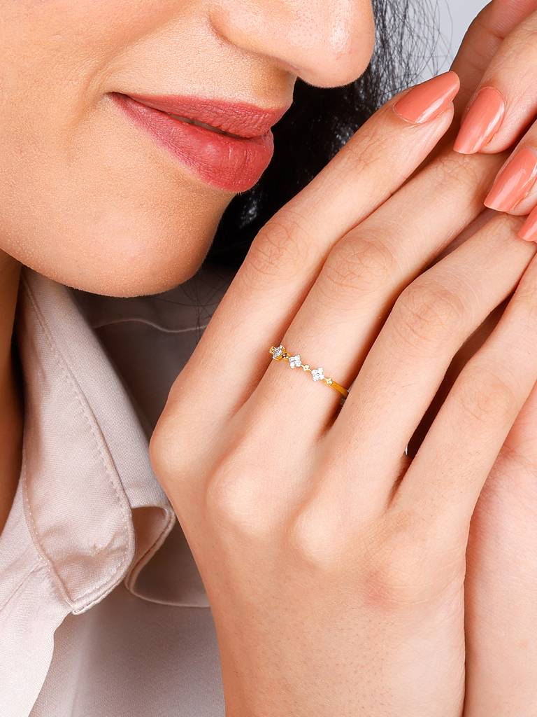 Giva 14K Yellow Gold Blushing Beauty Diamond Ring Indian - 12  Us - 6 Gifts For Women & Girls : GDLR076