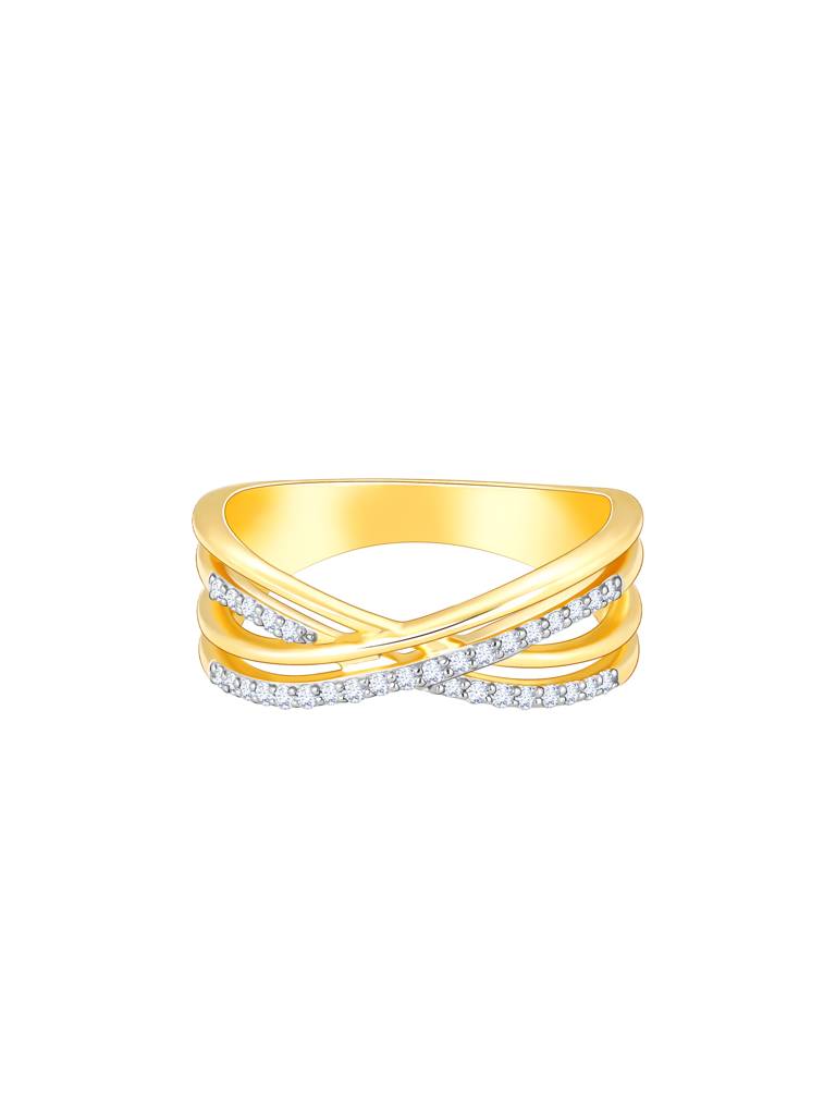 Giva 14K Yellow Gold Crossed Eternity Diamond Ring : GDLR077