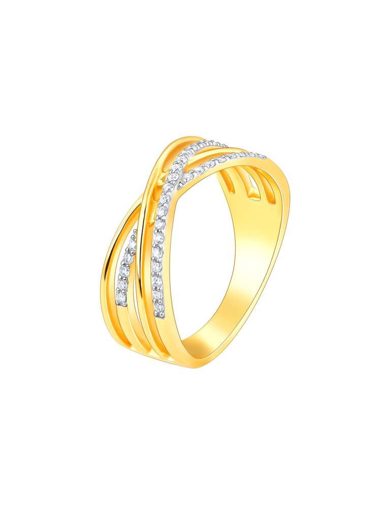 Giva 14K Yellow Gold Crossed Eternity Diamond Ring : GDLR077