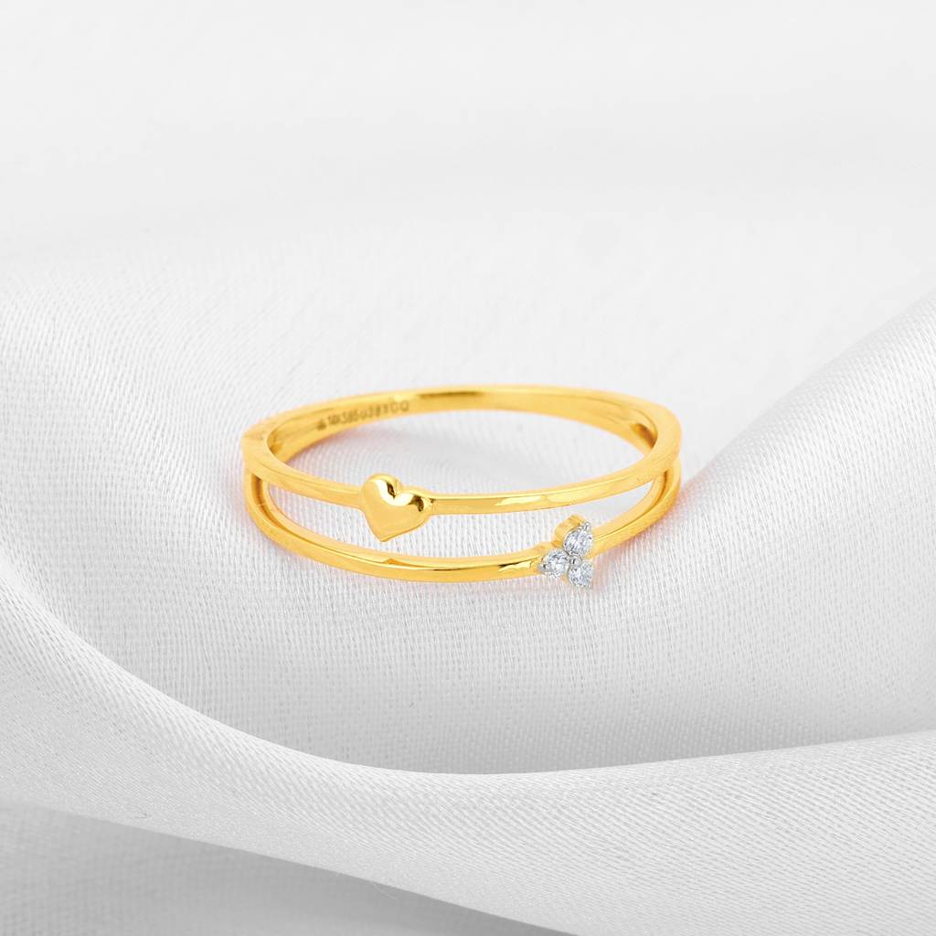 14K Gold Trinity Heart Diamond Ring : GDLR079