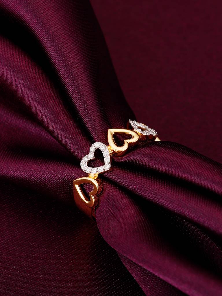 Giva 14K Yellow Gold Fluttering Hearts Diamond Ring : GDLR083