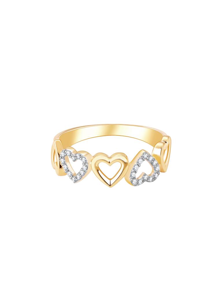 Giva 14K Yellow Gold Fluttering Hearts Diamond Ring : GDLR083
