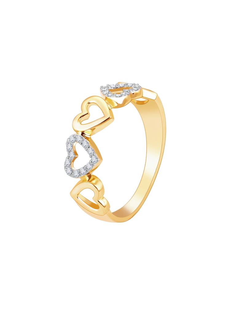 Giva 14K Yellow Gold Fluttering Hearts Diamond Ring : GDLR083
