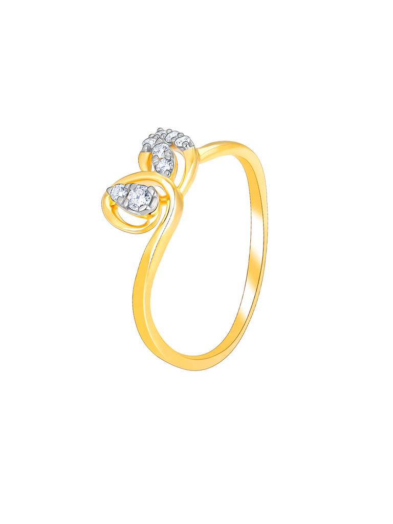 Giva 14K Yellow Gold Shimmering Leaf Diamond Ring : GDLR085