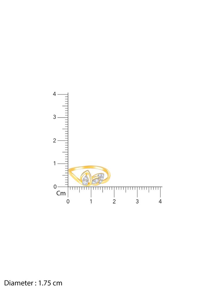 Giva 14K Yellow Gold Shimmering Leaf Diamond Ring : GDLR085