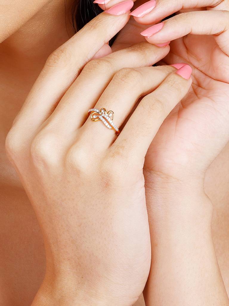 Giva 14K Yellow Gold Floral Cascade Diamond Ring : GDLR090