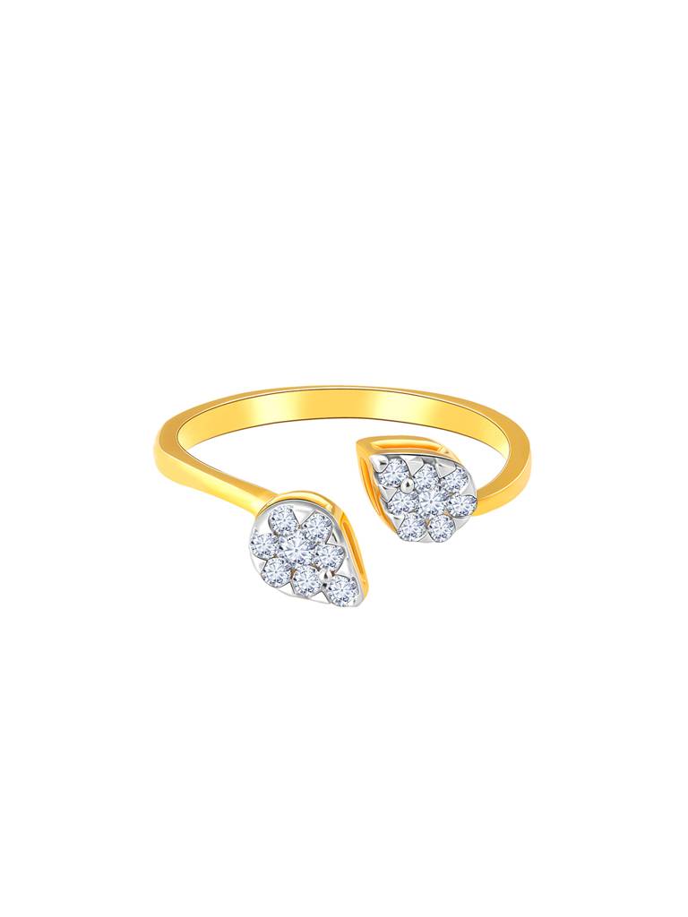 Giva 14K Yellow Gold Graceful Leaf Diamond Ring : GDLR099