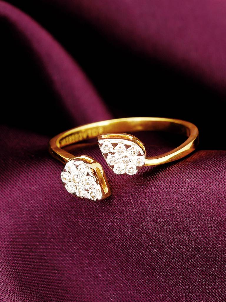 Giva 14K Yellow Gold Graceful Leaf Diamond Ring : GDLR099