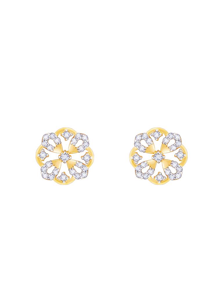 Giva 14K Yellow Gold Mesmerising Flower Diamond Earrings : GDLER066