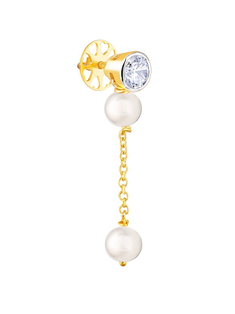 Giva 14K Yellow Gold Moonlit Pearls Diamond Earrings : GDLER068