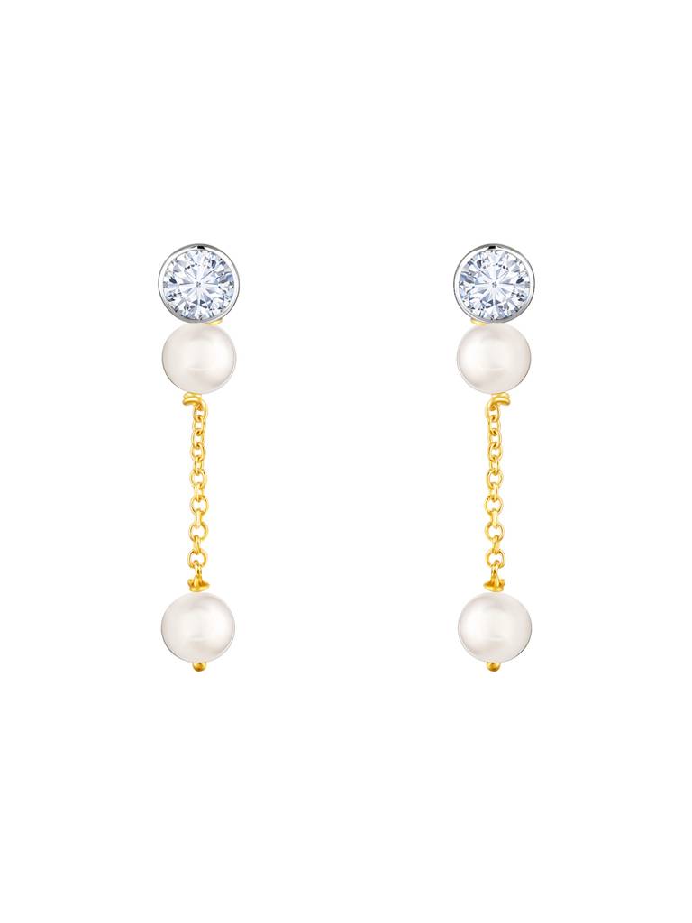 Giva 14K Yellow Gold Moonlit Pearls Diamond Earrings : GDLER068