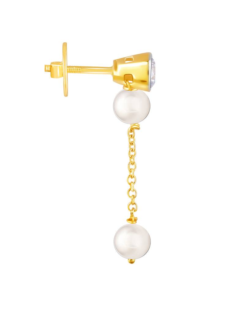 Giva 14K Yellow Gold Moonlit Pearls Diamond Earrings : GDLER068