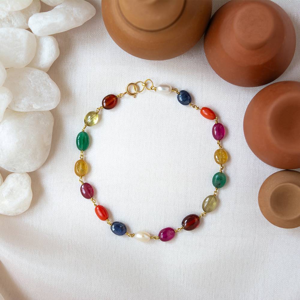 Celestial Navaratna 18K Gold Bracelet : GHCSBG-6129
