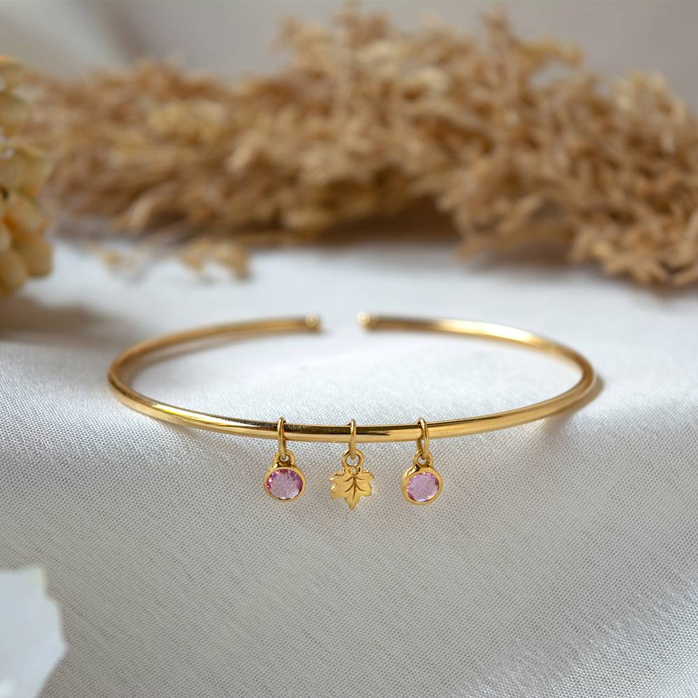 Blush Pink Sapphire 18K Gold Flexible Bangle : GHCSBG-7150
