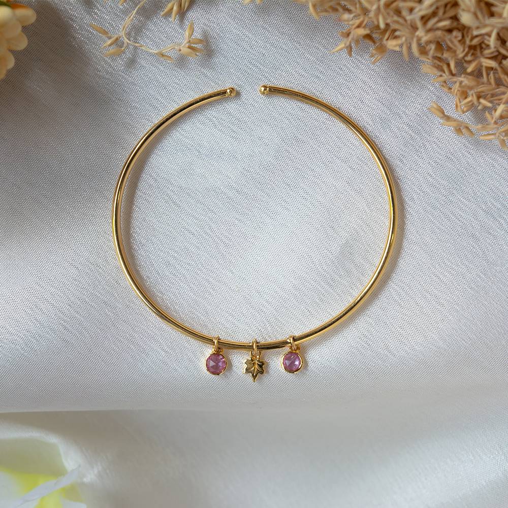 Blush Pink Sapphire 18K Gold Flexible Bangle : GHCSBG-7150