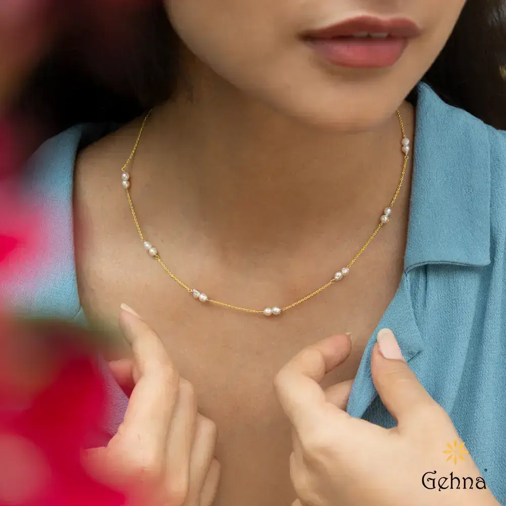 Serenade Akoya Pearl 18K Gold Chain : GHCSCH-5652