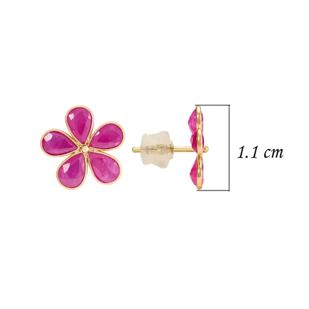 Elegant Ruby 18K Gold Stud Earrings : GHCSER-430