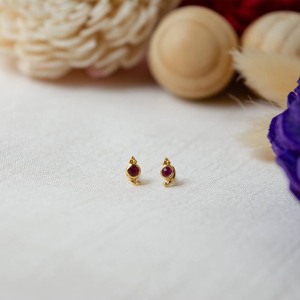 Paisley Ruby 18K Gold Stud Earrings : GHCSER-6228
