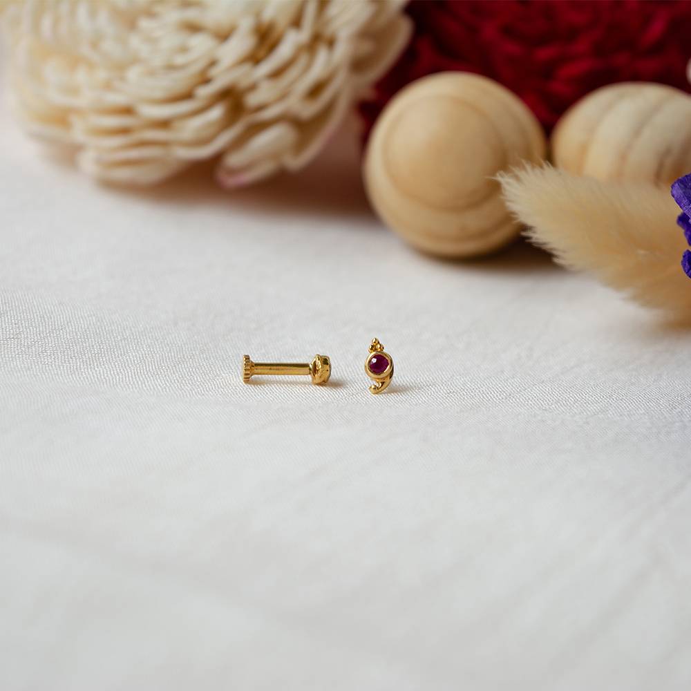 Paisley Ruby 18K Gold Stud Earrings : GHCSER-6228