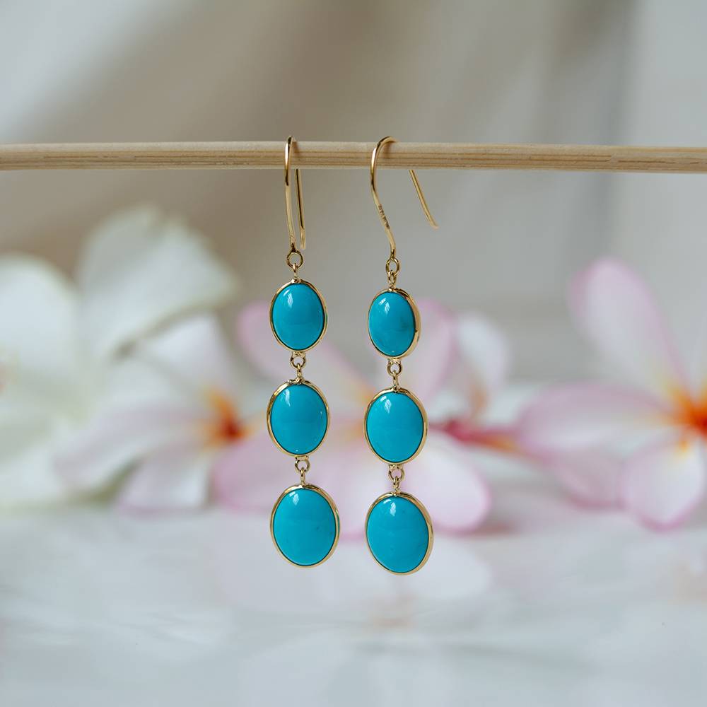 18K Gold Dangle Earrings : GHCSERIG-7274