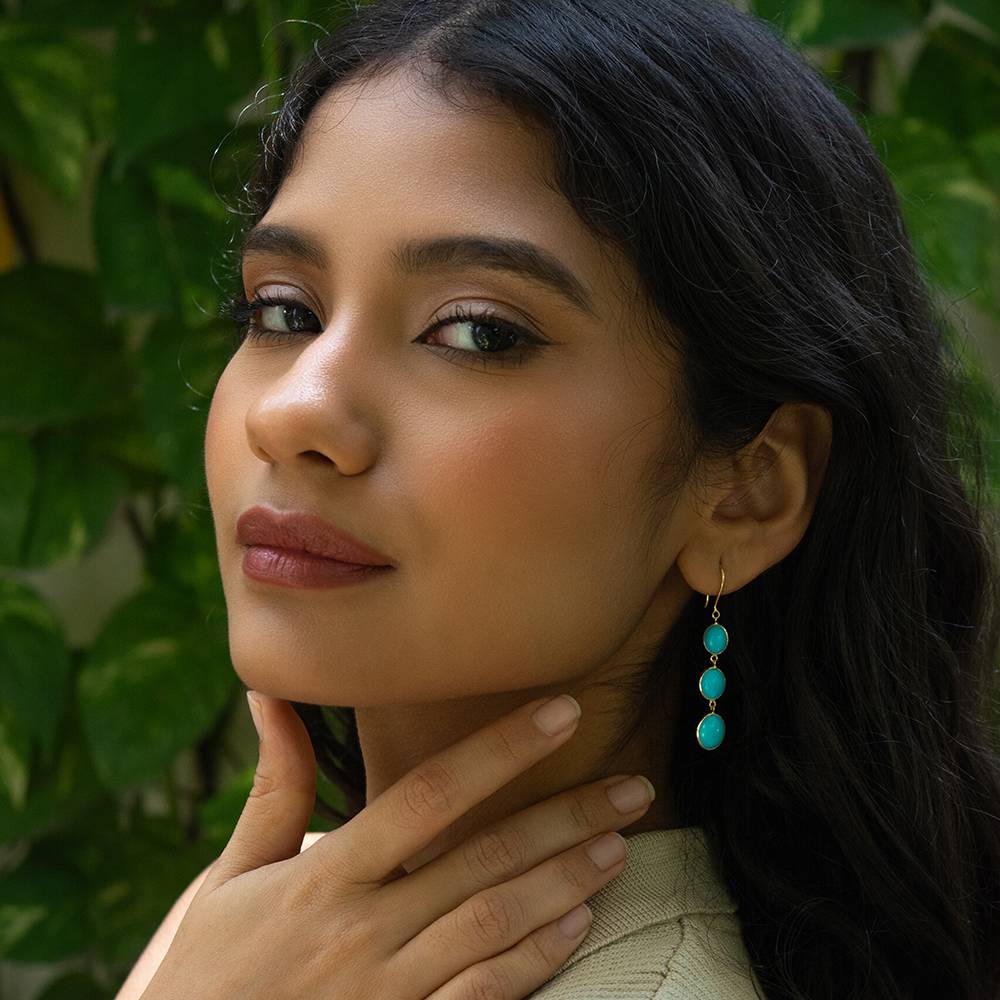 18K Gold Dangle Earrings : GHCSERIG-7274