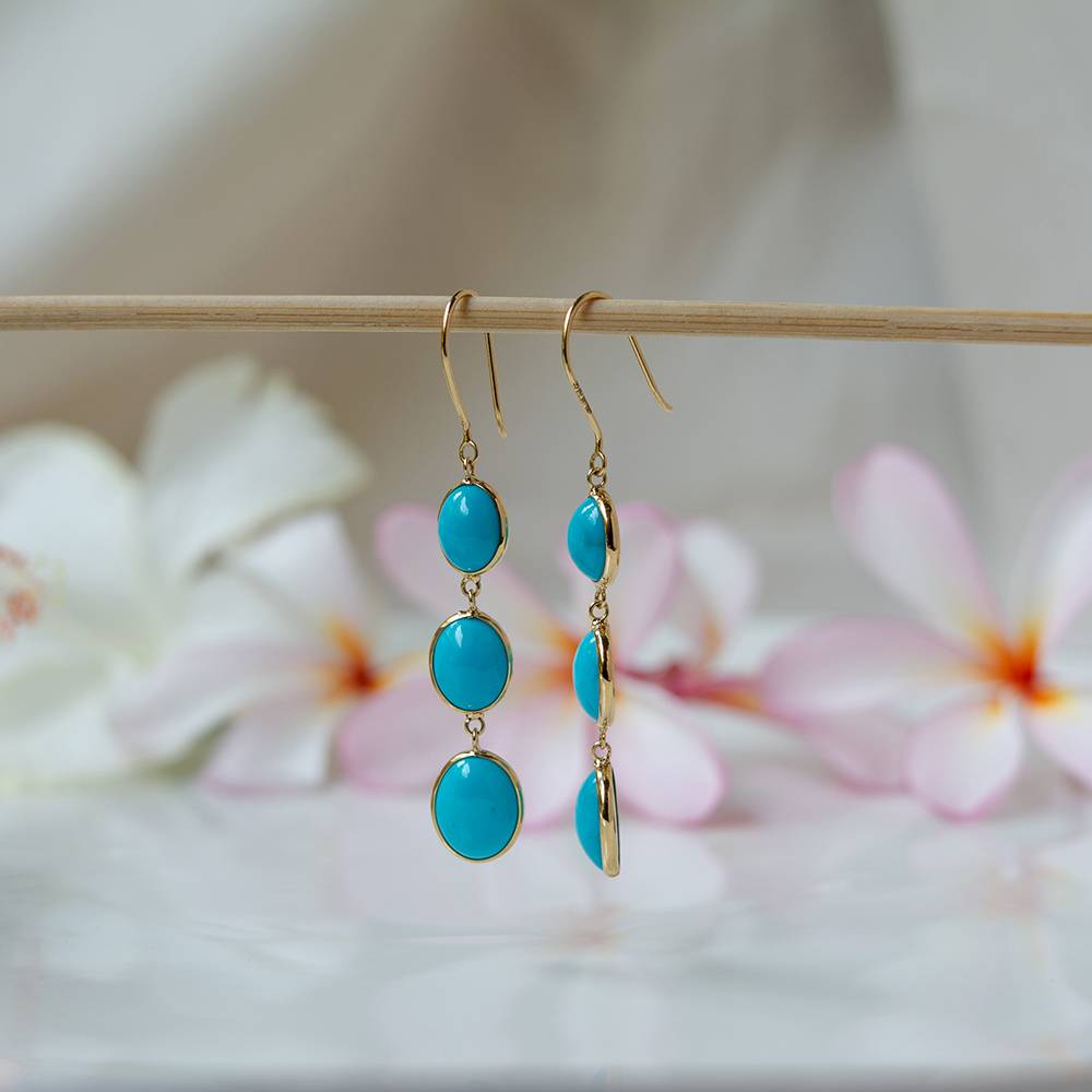 18K Gold Dangle Earrings : GHCSERIG-7274