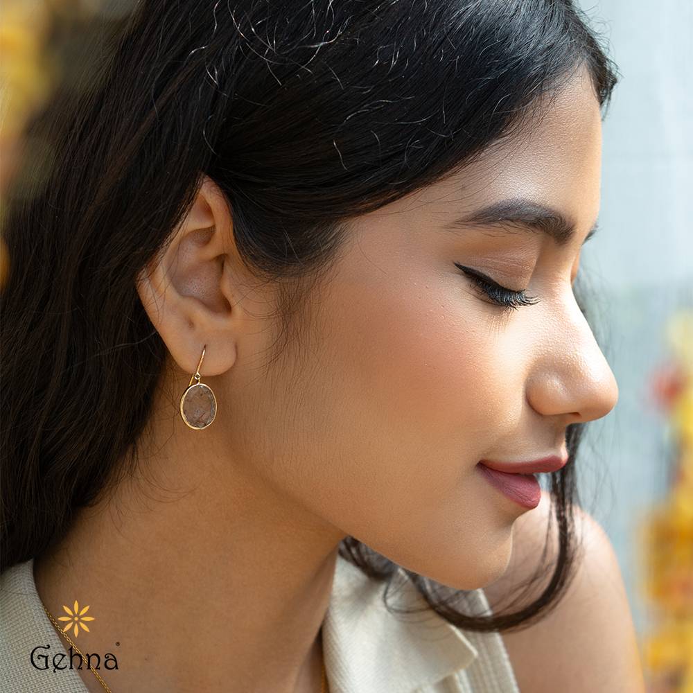 Artistry Rutile Quartz 18K Gold Dangle Earrings : GHCSERRR-6990