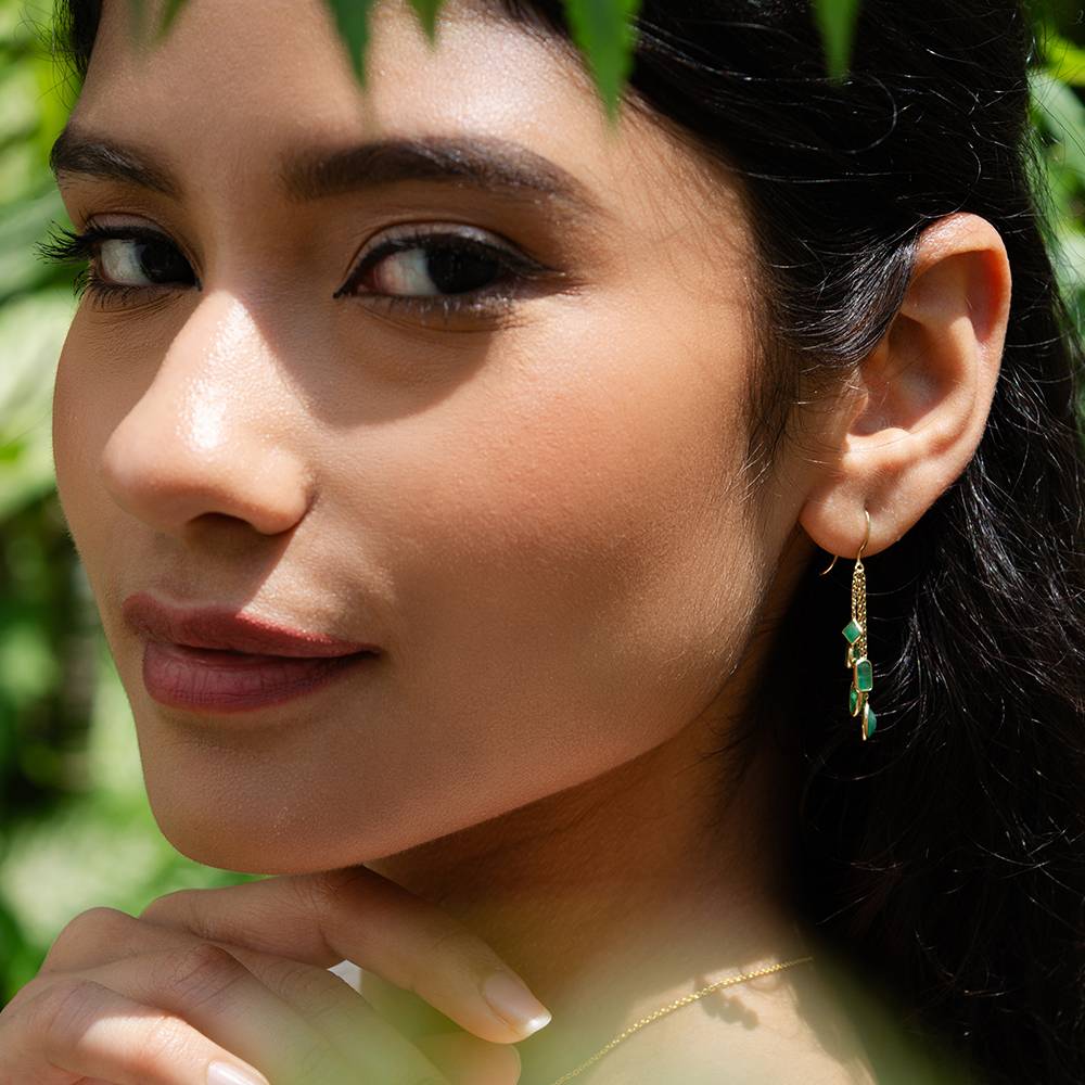 Cascade Emerald 18K Gold Dangle Earrings : GHCSERRR-6998