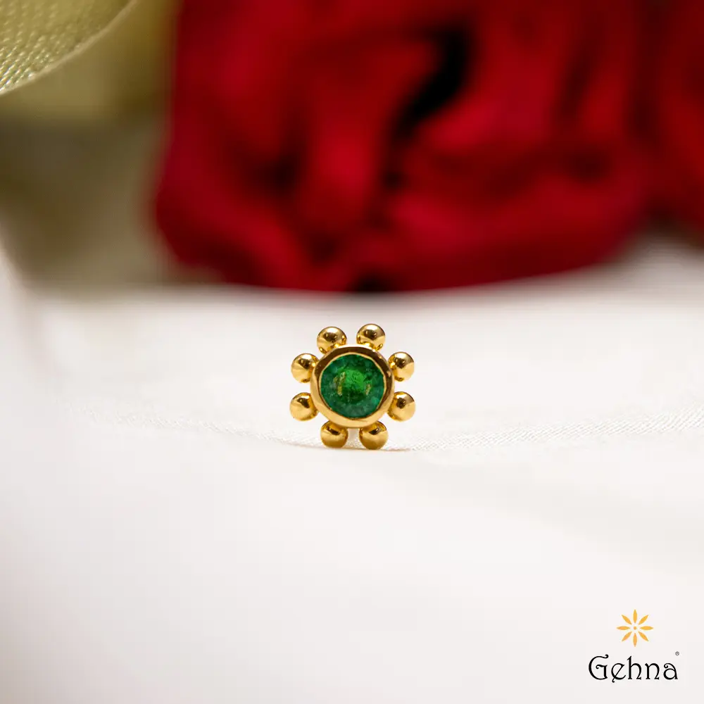 Royal Emerald 22K Gold Nosepin : GHCSNP-3521