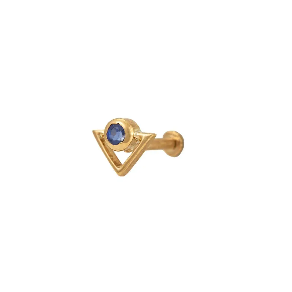 Dramatic Blue Sapphires 22K Gold Nosepin : GHCSNP-828