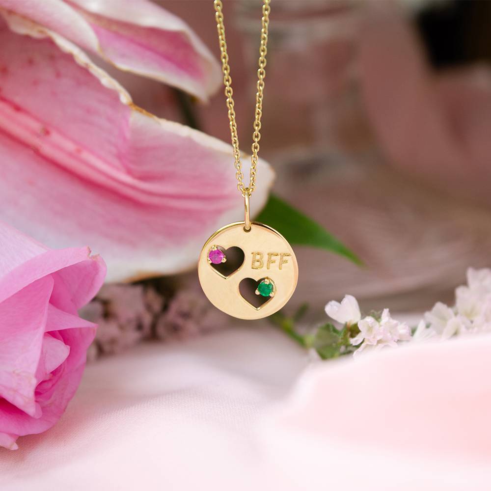Bestie Love Pink Sapphire & Emerald 18K Gold Pendant : GHCSPE-6345