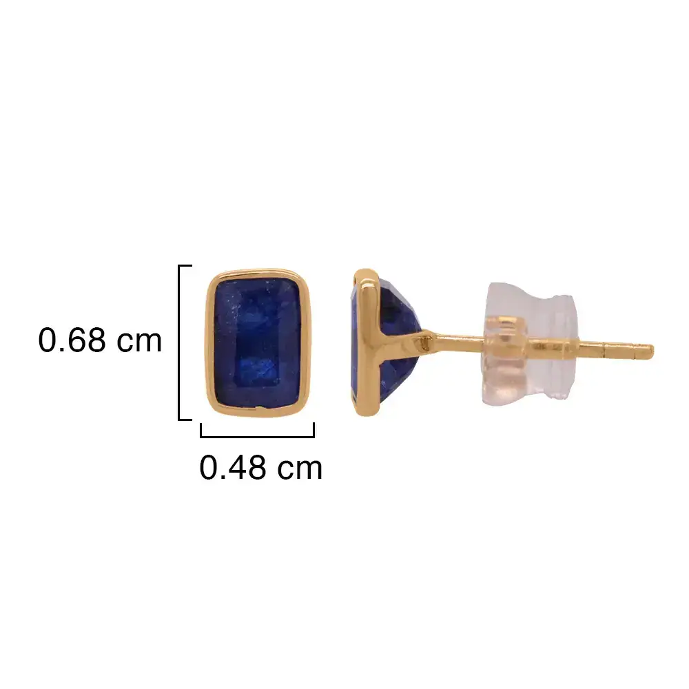 Beautiful Blue Sapphire 18K Gold Stud Earrings : GHCUCSERRR-3702