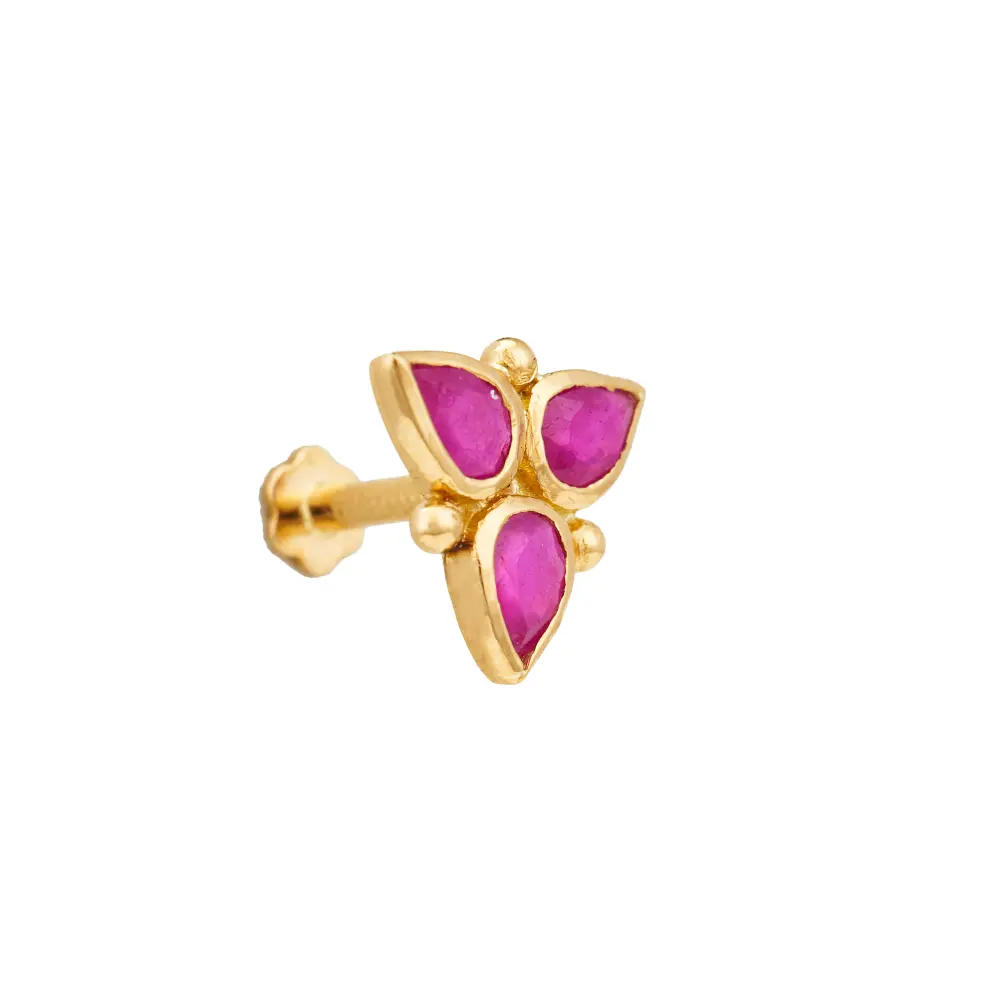 Pleasing Ruby 22K Gold Nosepin : GHCUCSNP-2382